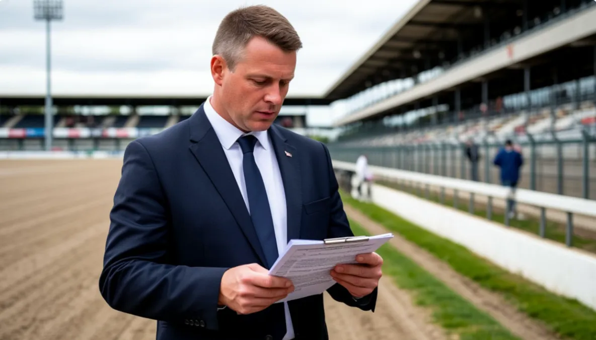 Oficial de carreras revisando la asignación de trampas para una carrera