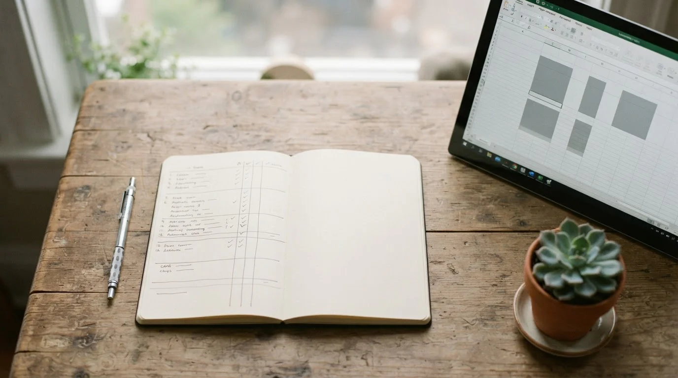Mesa con cuaderno y portátil comparando distintos operadores regulados