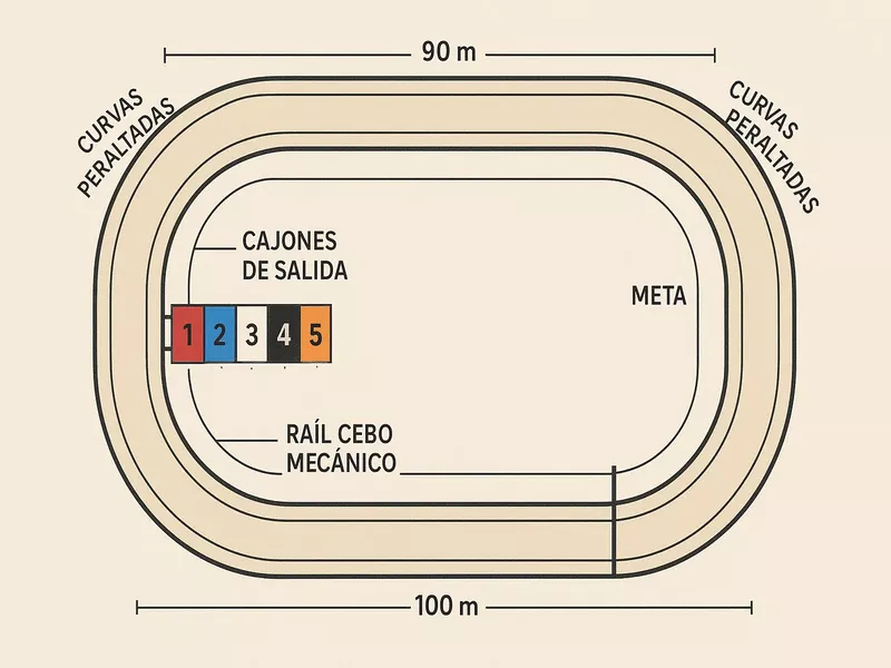 Diagrama técnico de pista de canódromo
