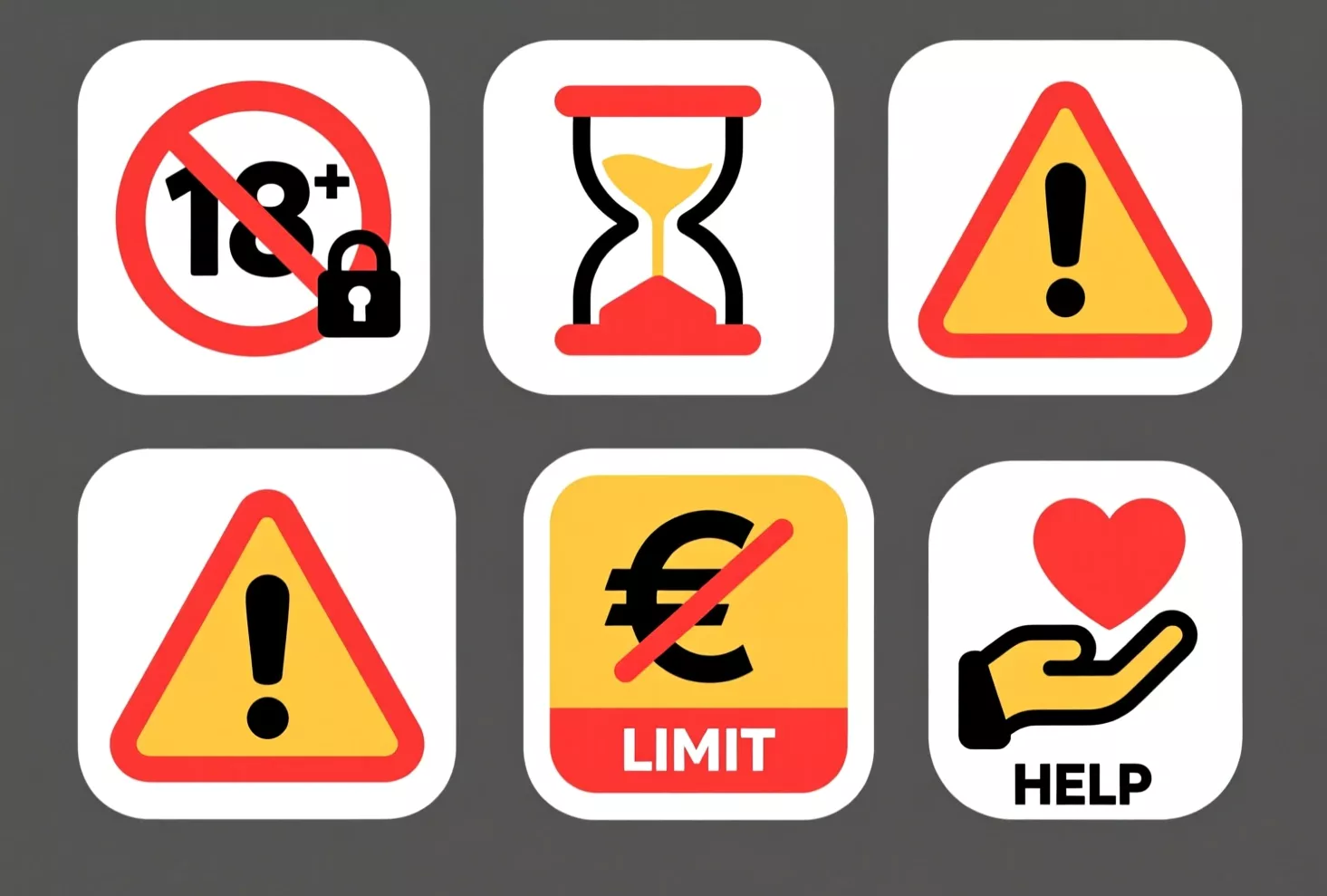 Iconos de advertencia para juego responsable