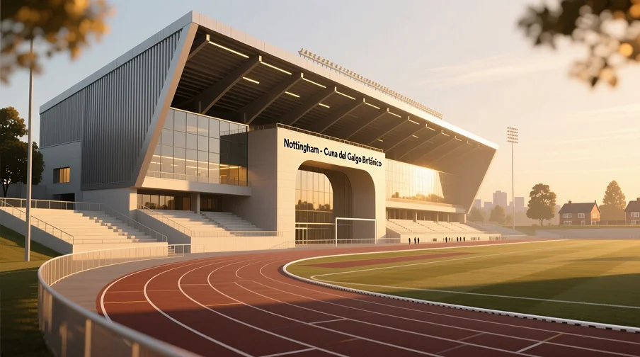 Canódromo de Nottingham sede del Derby Inglés de Galgos con pista de 480 metros y curvas amplias