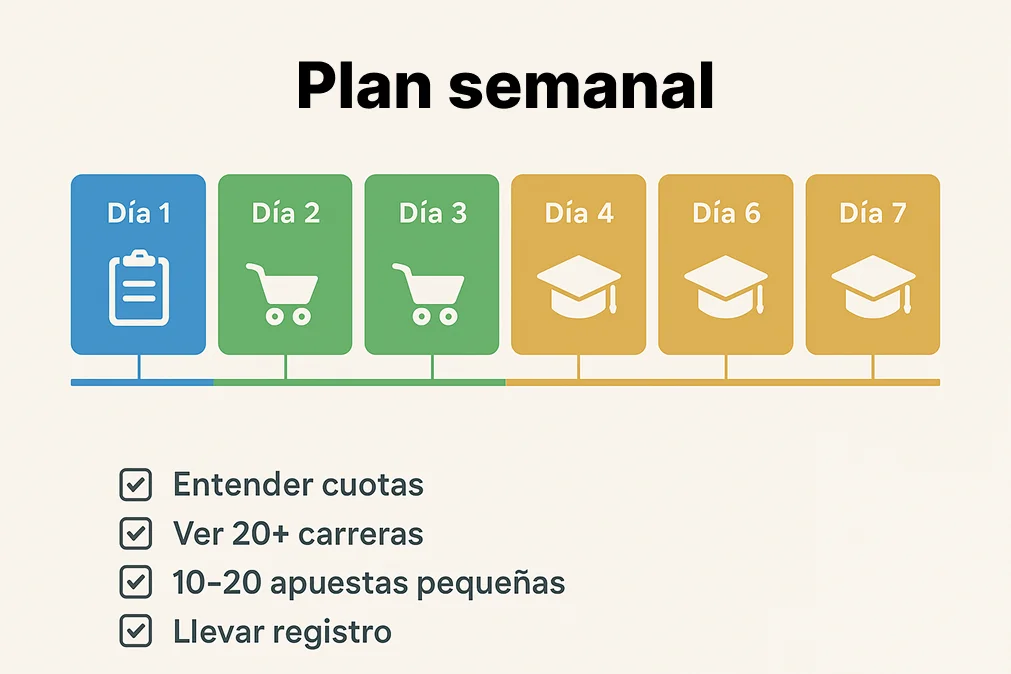 Plan de acción para la primera semana de apuestas de galgos con objetivos diarios y metas a cumplir