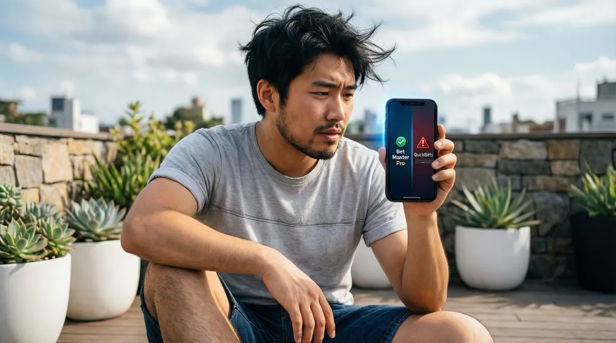 Persona comparando diferentes aplicaciones de apuestas en su smartphone