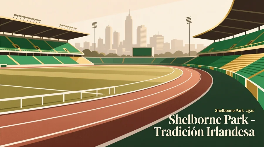 Shelbourne Park en Dublín sede del Derby Irlandés de Galgos con curvas peraltadas características