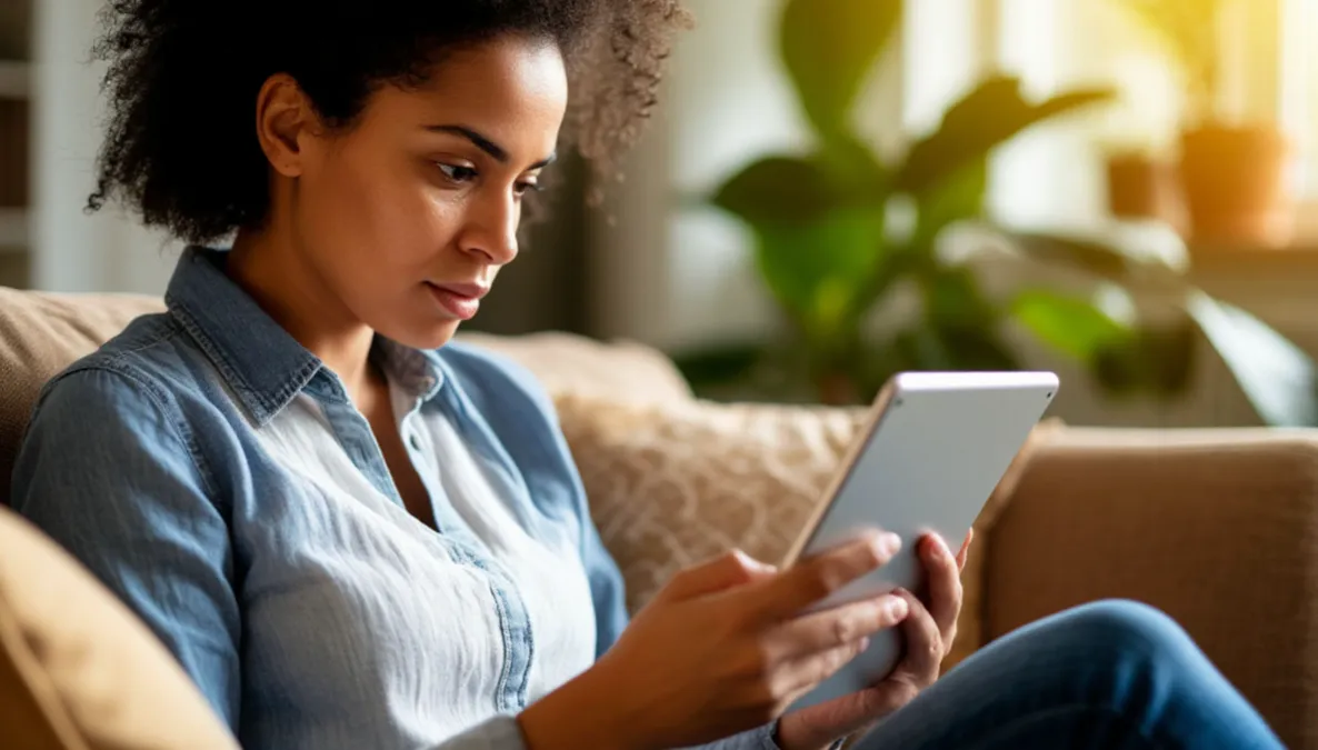 Persona leyendo términos y condiciones de una promoción en su tablet