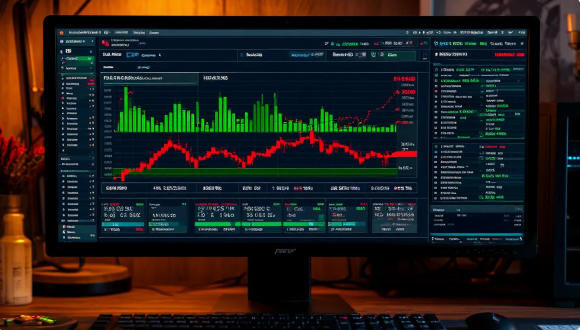 Pantalla de ordenador mostrando una interfaz de trading con gráficos de cuotas